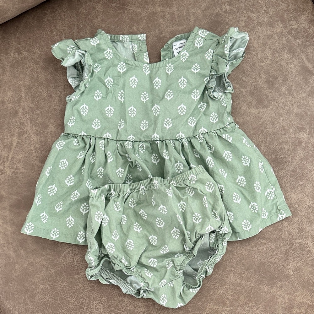 Carter's Mint Green Floral Diaper Cover Set